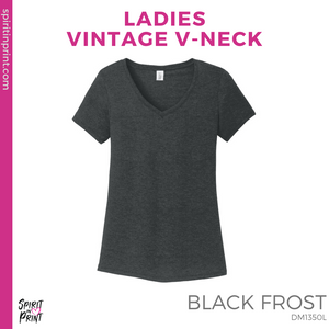 Ladies Vintage V-Neck Tee - Black Frost (Classic Bar #143186)