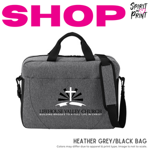 Port Authority Briefcase Bag- Heather Grey/Black (LIFEhouse Valley Church)