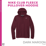 Nike Club Fleece Pullover Hoodie- Dark Maroon (FCHS Soccer Badge #143328)