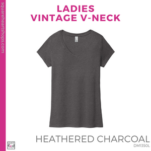 Ladies Vintage V-Neck Tee - Heathered Charcoal (SPED Autism Sandwich #143567)