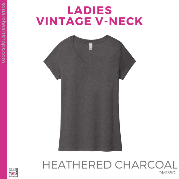 Ladies Vintage V-Neck Tee - Heathered Charcoal (Caffeinate And #143533)