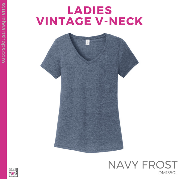 Ladies Vintage V-Neck Tee - Navy Frost