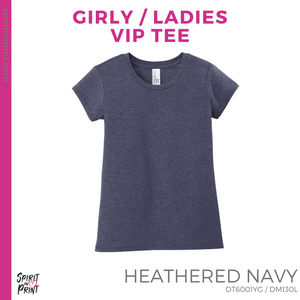 Girly VIP Tee - Heathered Navy (Riverview Stripes #143601)