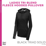 Ladies Tri-Blend Fleece Hooded Pullover- Black Triad Solid (Mission Vista Academy Heart #143682)