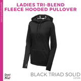 Ladies Tri-Blend Fleece Hooded Pullover- Black Triad Solid (Mission Vista Academy Logo #143700)