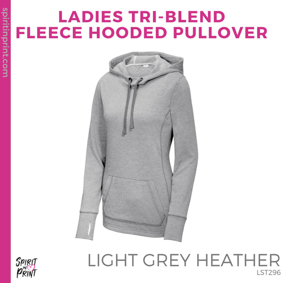 Ladies Tri-Blend Fleece Hooded Pullover- Light Grey Heather (Mission Vista Academy Heart #143682)