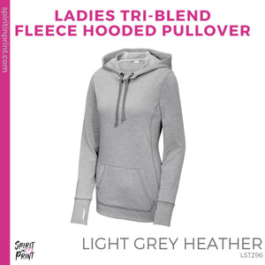 Ladies Tri-Blend Fleece Hooded Pullover- Light Grey Heather (Mission Vista Academy Rectangle #143683)