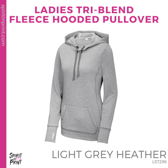 Ladies Tri-Blend Fleece Hooded Pullover- Light Grey Heather (Mission Vista Academy Rectangle #143683)