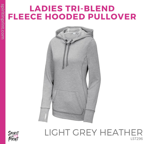 Ladies Tri-Blend Fleece Hooded Pullover- Light Grey Heather (Mission Vista Academy Block #143681)
