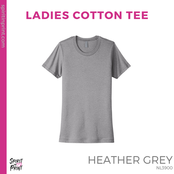 Ladies Next Level Cotton Tee- Heather Grey (Mission Vista Academy Logo #143700)