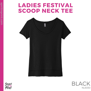 Ladies Festival Scoop Neck Tee- Black (Mission Vista Academy Logo #143700)