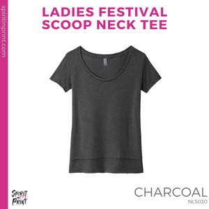 Ladies Festival Scoop Neck Tee- Charcoal (Mission Vista Academy Block #143681)