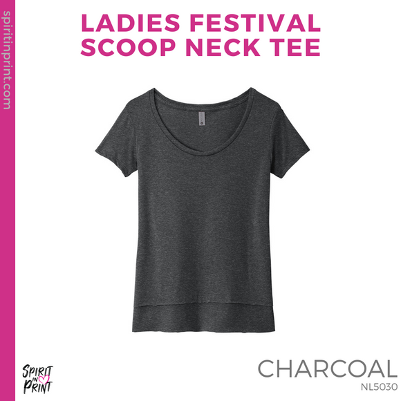 Ladies Festival Scoop Neck Tee- Charcoal (Mission Vista Academy Heart #143682)