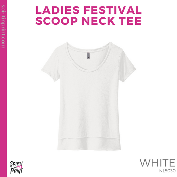 Ladies Festival Scoop Neck Tee- White (Mission Vista Academy Heart #143682)