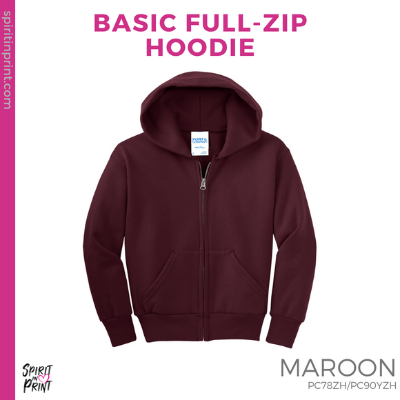 Full-Zip Hoodie - Maroon (Young Arrow #143873)