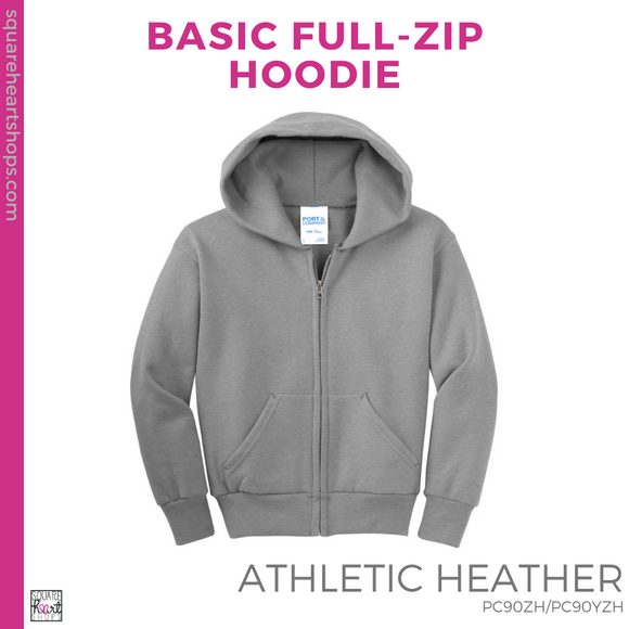 Basic Full-Zip Hoodie - Athletic Heather (Garfield Block #143382)