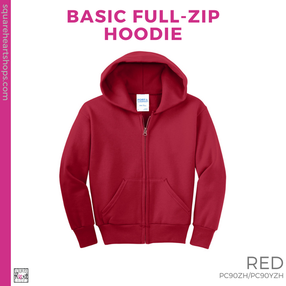 Basic Full-Zip Hoodie - Red (Red Bank Newest #143402)