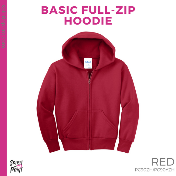 Full-Zip Hoodie - Red (Fairmead Oval #143702)