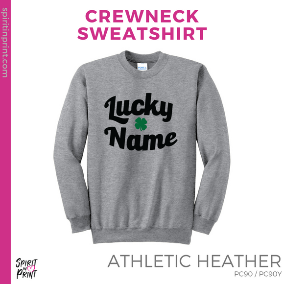 Crewneck Sweatshirt - Athletic Grey (Lucky Name)