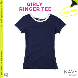 Girly Ringer Tee - Navy