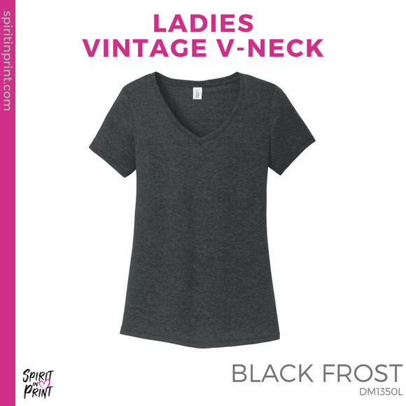 Ladies Vintage V-Neck Tee - Black Frost (IEP Floral #143532)