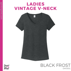 Ladies Vintage V-Neck Tee - Black Frost (Work of Heart #143507)