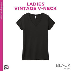 Ladies Vintage V-Neck Tee - Black (IEP Floral #143532)