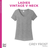 Ladies Vintage V-Neck Tee - Grey Frost (Caffeinate And #143533)