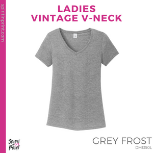 Ladies Vintage V-Neck Tee - Grey Frost (Work of Heart #143507)