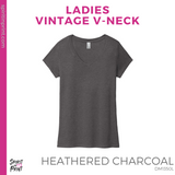 Ladies Vintage V-Neck Tee - Heathered Charcoal (IEP Floral #143532)