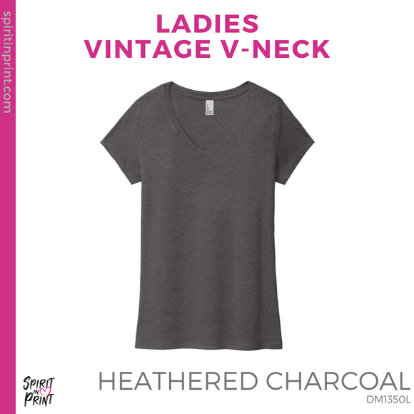 Ladies Vintage V-Neck Tee - Heathered Charcoal (My Jam #143529)