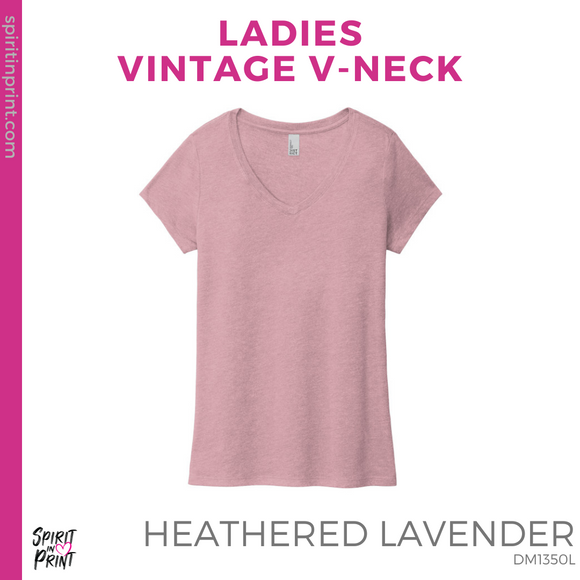 Ladies Vintage V-Neck Tee - Heathered Lavender (IEP Floral #143532)