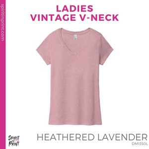Ladies Vintage V-Neck Tee - Heathered Lavender (My Jam #143529)