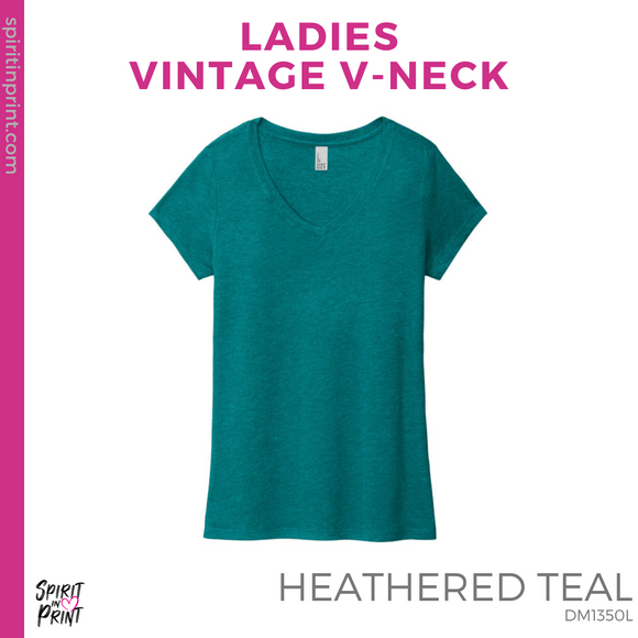 Ladies Vintage V-Neck Tee - Heathered Teal (SPED Squad #143527)