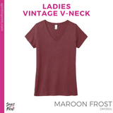 Ladies Vintage V-Neck Tee - Maroon Frost (SPED Specialists #143549)
