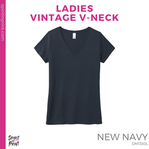 Ladies Vintage V-Neck Tee - New Navy (Nursing Eye Chart #143510)