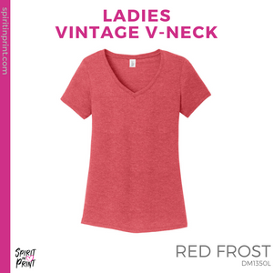 Ladies Vintage V-Neck Tee - Red Frost (SPED Specialists #143549)