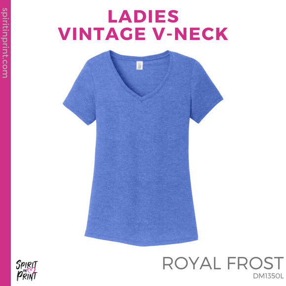 Ladies Vintage V-Neck Tee - Royal Frost (IEP Floral #143532)