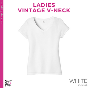 Ladies Vintage V-Neck Tee - White (My Jam #143529)