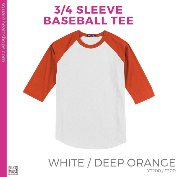 Orange and online white baseball tee
