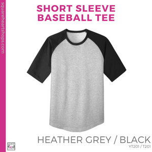 Short Sleeve Baseball Tee - Heather Grey / Black