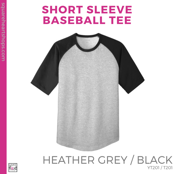 Short Sleeve Baseball Tee - Heather Grey / Black (Polk Block #143518)