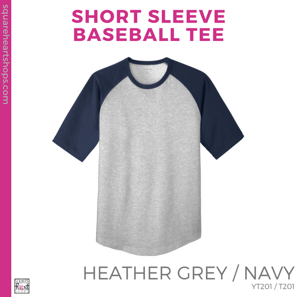 Short Sleeve Baseball Tee - Heather Grey / Navy