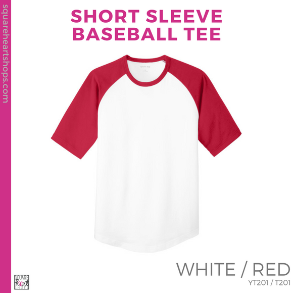 Short Sleeve Baseball Tee - White / Red (Garfield Newest #143013)