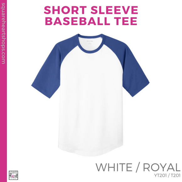 Short Sleeve Baseball Tee - White / Royal (Garfield Newest #143013)