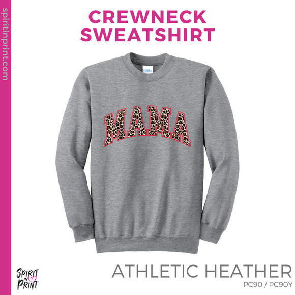Crewneck Sweatshirt - Athletic Grey (Cheetah Mama #143688)