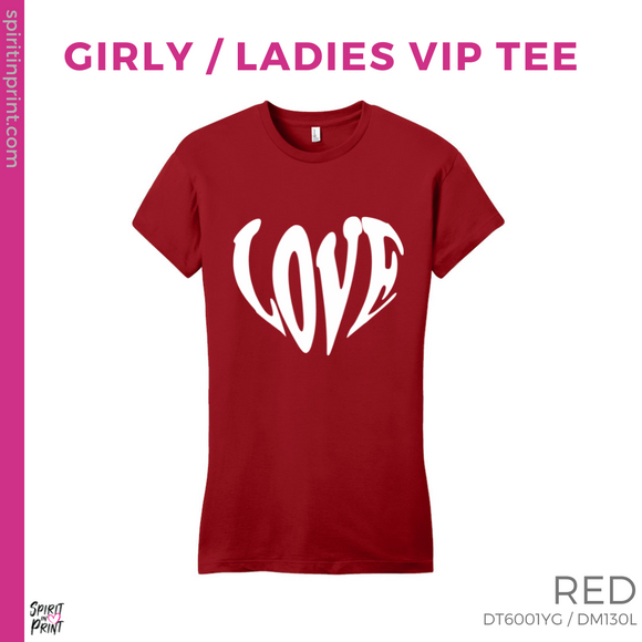 Girly Vintage Tee - Red (Love Heart #143693)